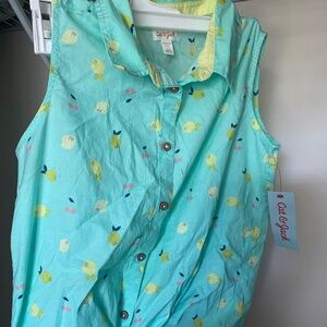 Cat & Jack lemon tank top aqua - girls 14/16 - NWT
